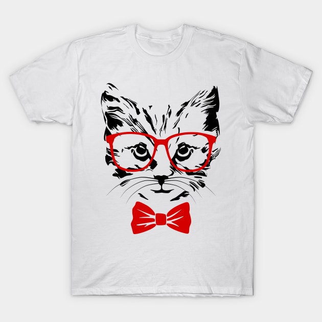 Hipster cat T-Shirt by valsymot